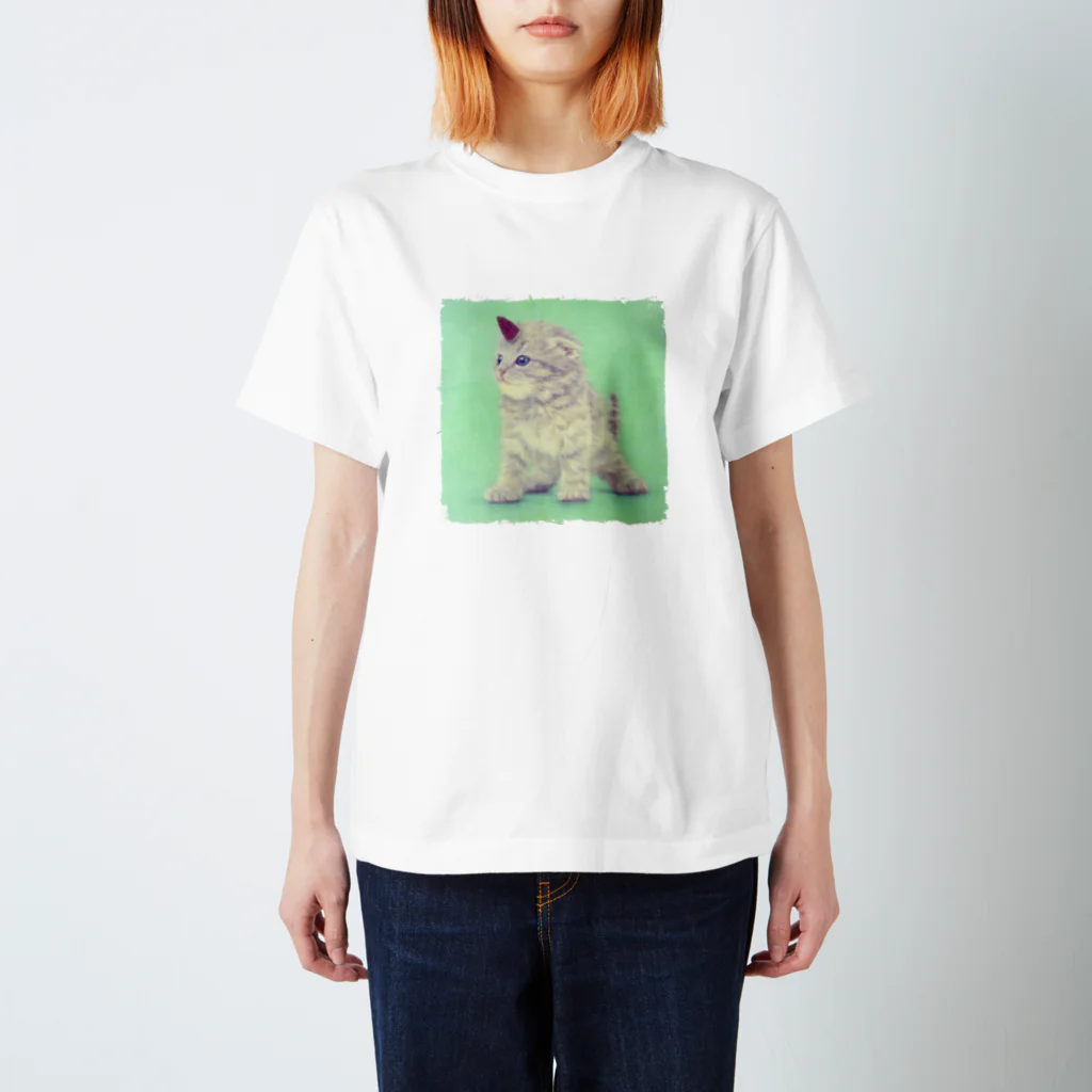 萌獣ファクトリー「純屋」の萌獣 猫 ユニャコーン／ゆにゃんこ：たけのこの里 スタンダードTシャツ