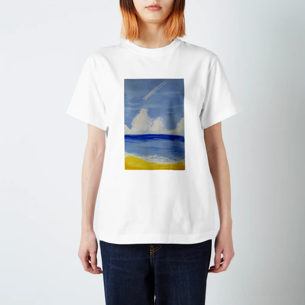 TMCNの砂浜と飛行機雲 スタンダードTシャツ