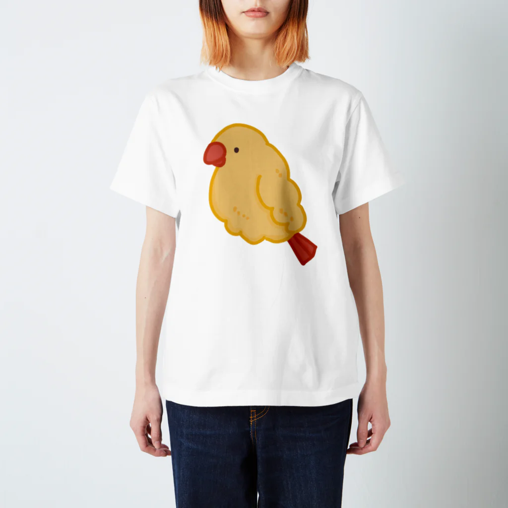 へんてこな文鳥さんのお店のエビフライにとりこまれた文鳥 Regular Fit T-Shirt