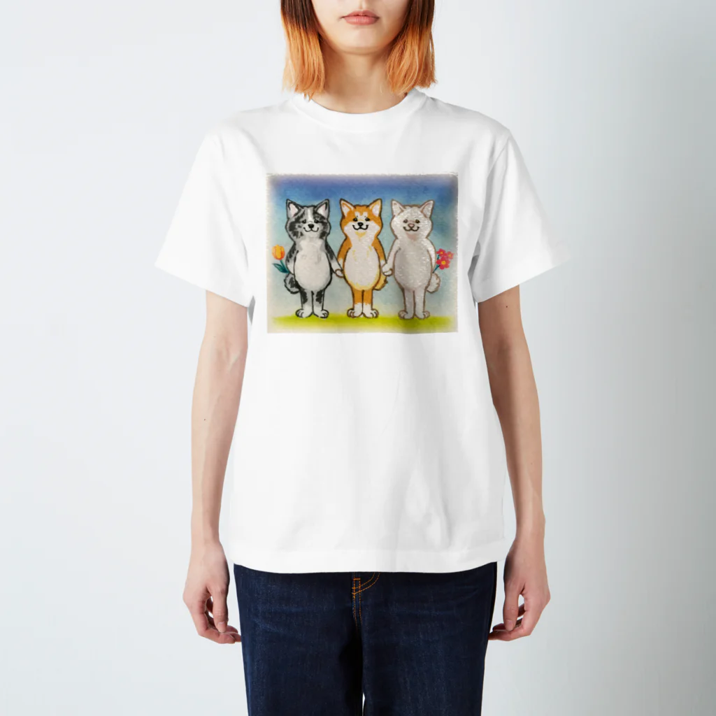 春風工房のリニューアル☆仲良し秋田犬 スタンダードTシャツ