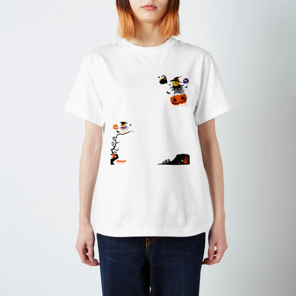 LittleLoroのFlying Pumpkin オカメインコのハロウィン 大きめワンポイント系 0461 Regular Fit T-Shirt