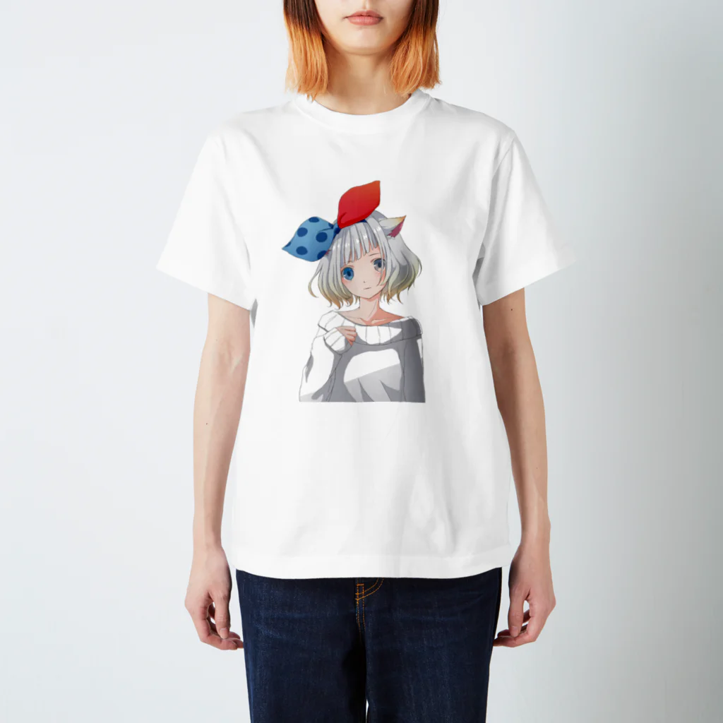 麦猫工房のしろ麦ネコさん スタンダードTシャツ