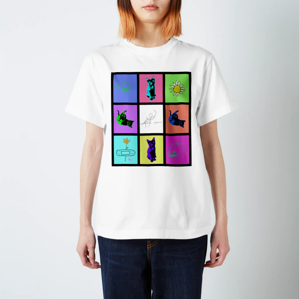 chama.comのマルチカラー ネコとらくがき Regular Fit T-Shirt