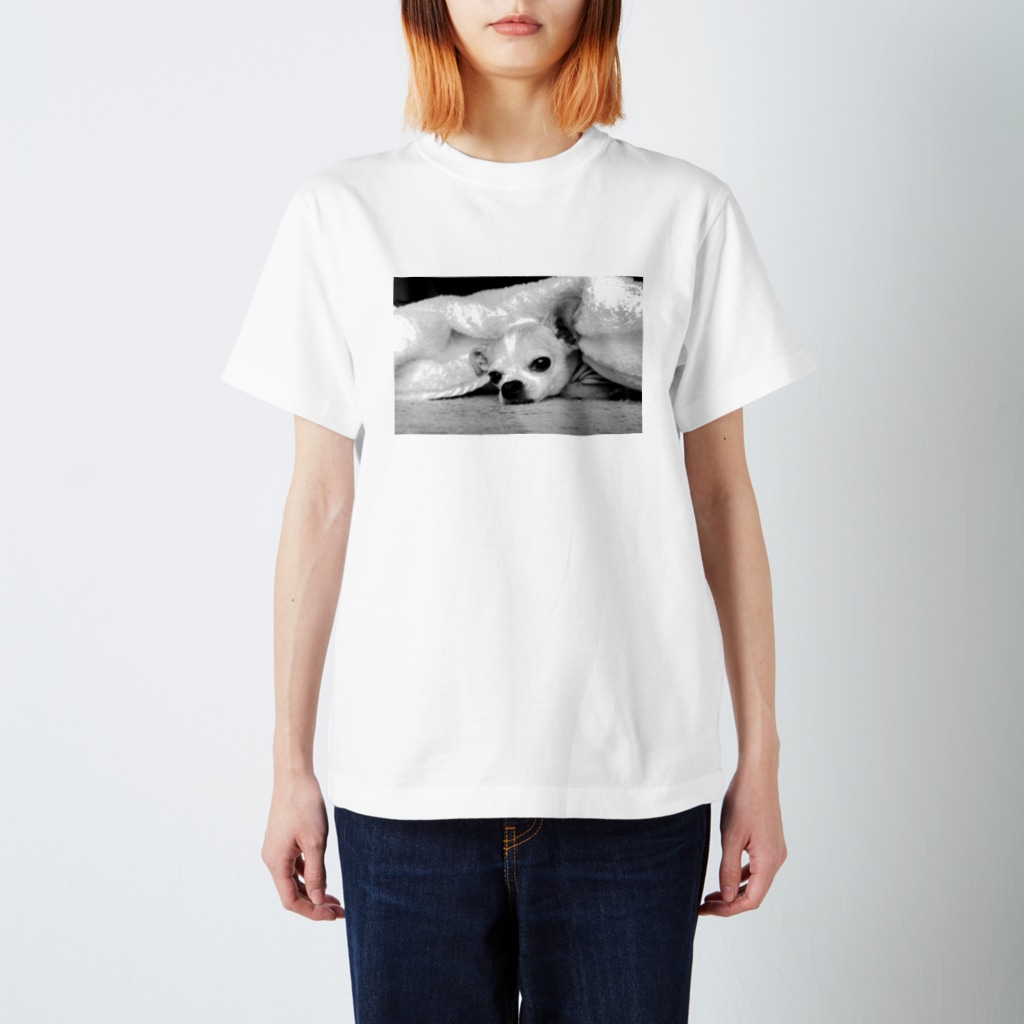 akane_art（茜音工房）のモノクロチワワ（アンニュイ1） Regular Fit T-Shirt