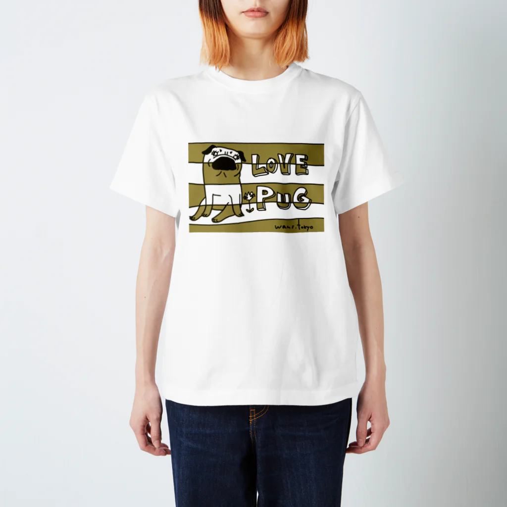 androgyneのLOVE PUG BORDER Regular Fit T-Shirt