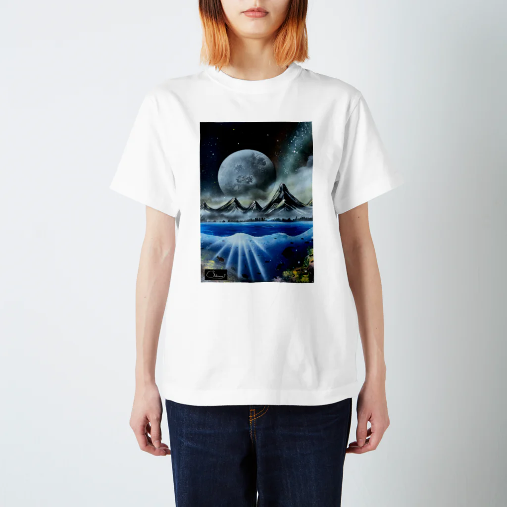 oshimuraのスプレーアート　月光🌕　オシムラサイン入り スタンダードTシャツ