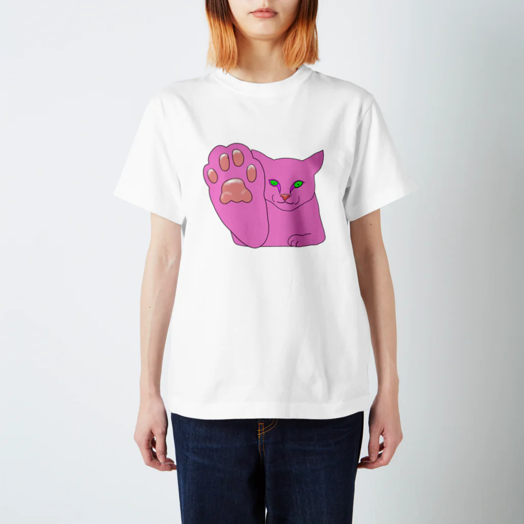 Fumio MatsubayashiのHIGH FIVE CAT PINK スタンダードTシャツ