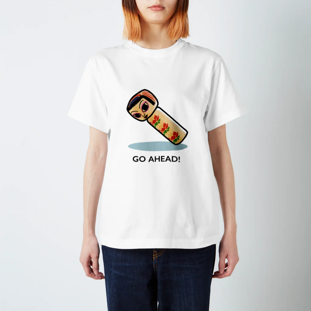 ねこや久鶻堂のKOKESHI-nglish : GO AHEAD! Regular Fit T-Shirt