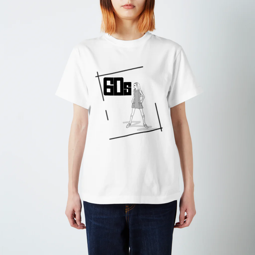 ねこ探知機の60年代レトロ☆Cute girl スタンダードTシャツ