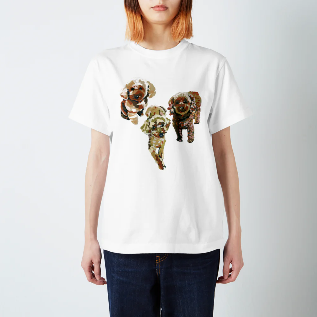 Yuhki | おばけのゆうき 公式オンラインショップのトイプードル３匹(ちぎり絵) Regular Fit T-Shirt