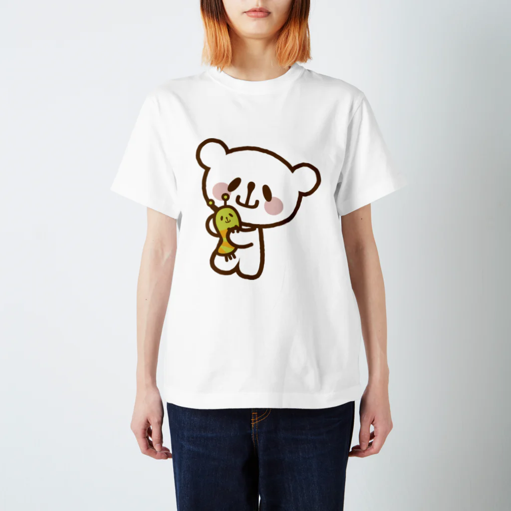 おやまくまオフィシャルWEBSHOP:SUZURI店のなかよしおやまくまとおやまむし スタンダードTシャツ