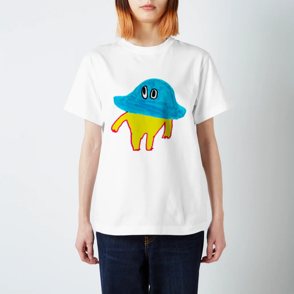  むきむき   地球生活の円盤ファミリー スタンダードTシャツ