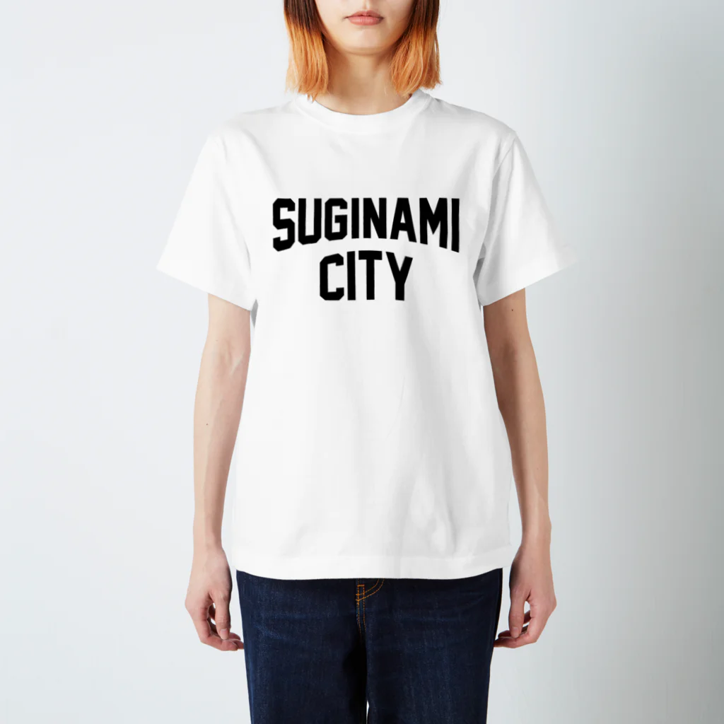 JIMOTO Wear Local Japanの杉並区 SUGINAMI CITY ロゴブラック スタンダードTシャツ