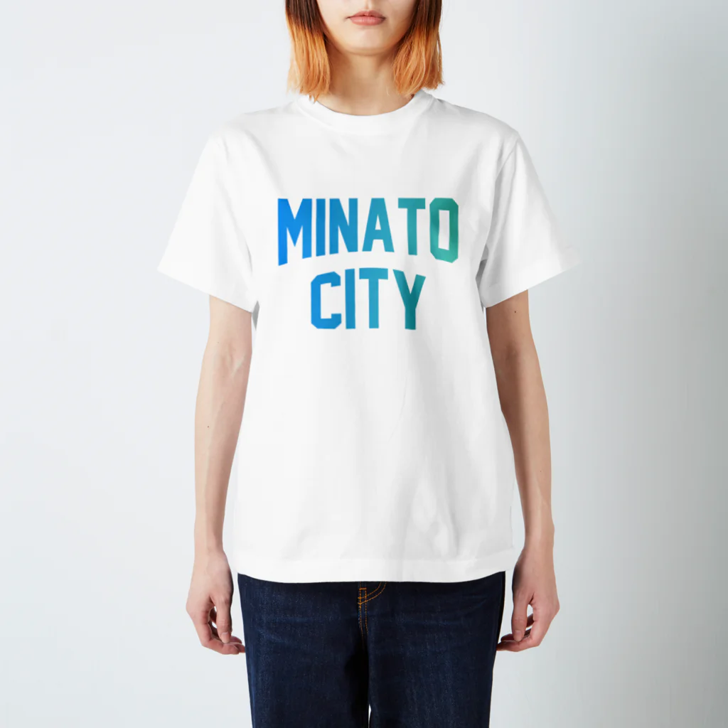 JIMOTO Wear Local Japanの港区 MINATO CITY ロゴブルー Regular Fit T-Shirt