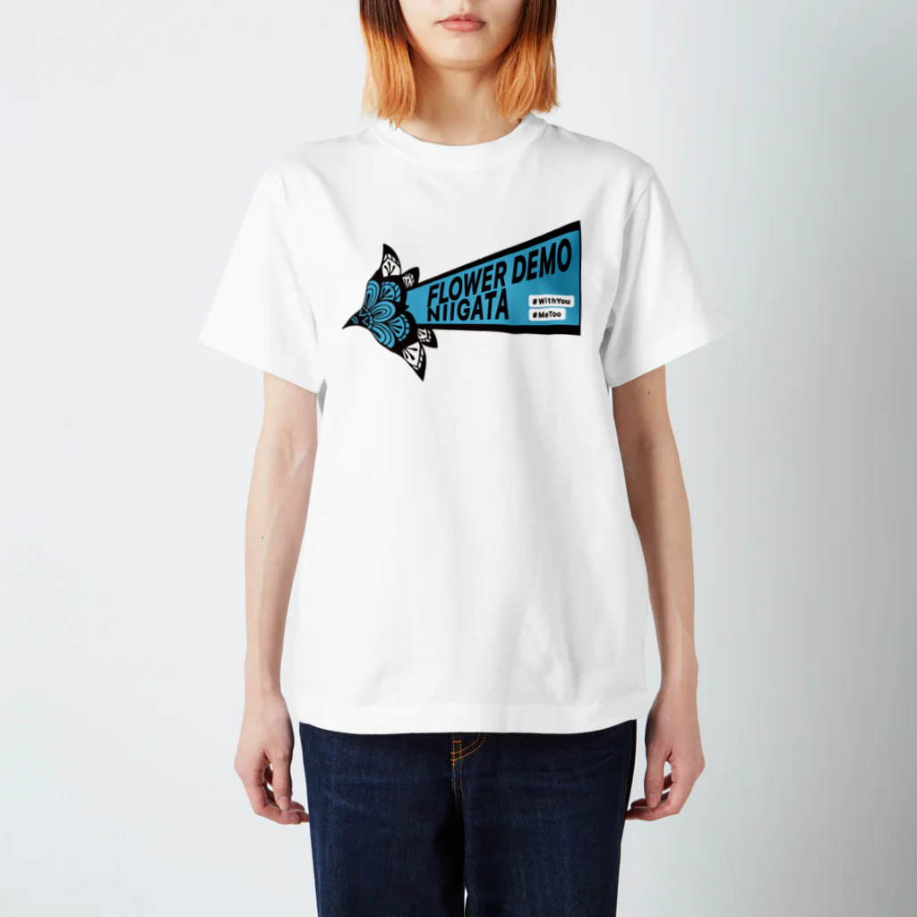 FlowerDemoNIIGATAのロゴ ブルー Regular Fit T-Shirt