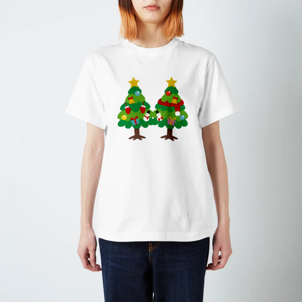 イラスト MONYAAT の林さんのクリスマスA クリスマスツリー スタンダードTシャツ