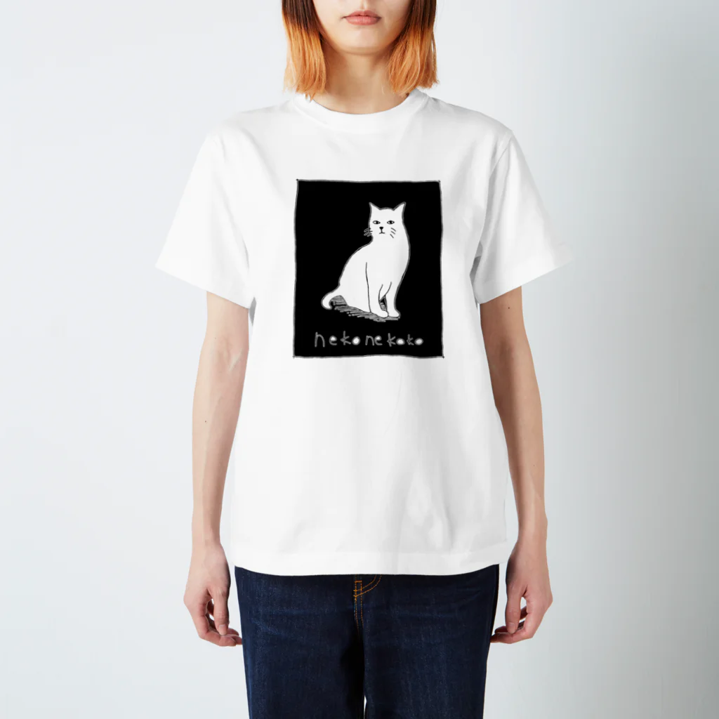 路地裏猫のブラックねこねこ スタンダードTシャツ