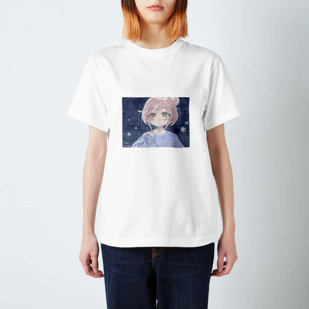 石丸沙織のゆるふわお団子ヘア少女と雪と スタンダードTシャツ