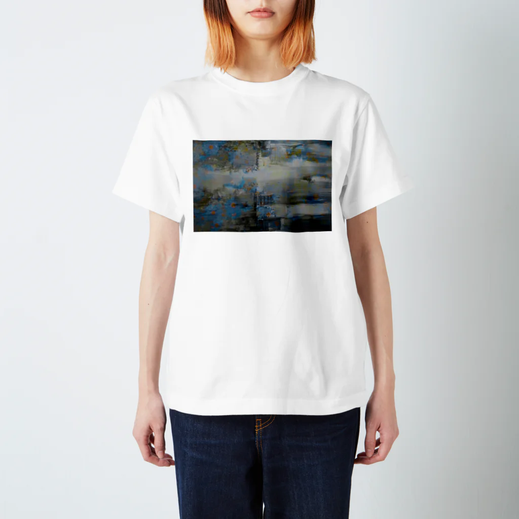 花と絵の具の隠れる（青） Regular Fit T-Shirt