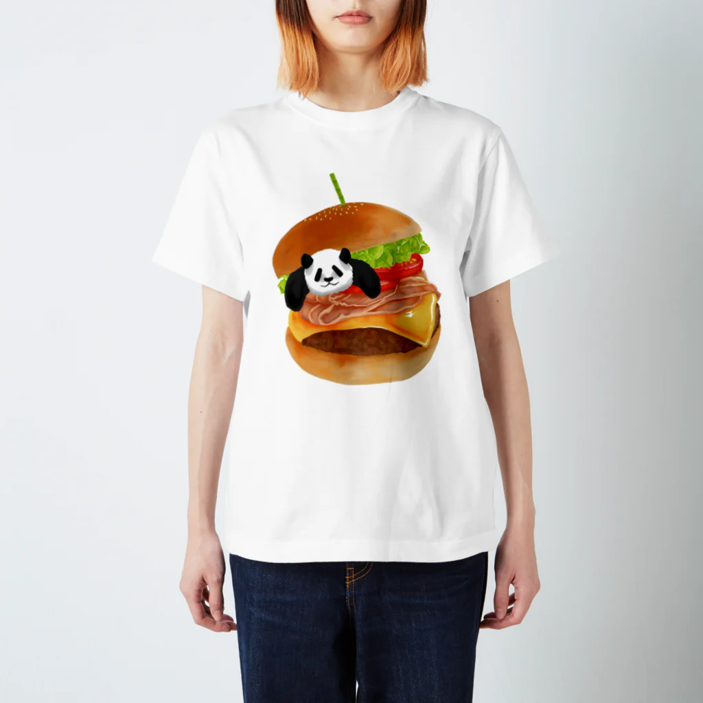 ROMのパンダとハンバーガー スタンダードTシャツ