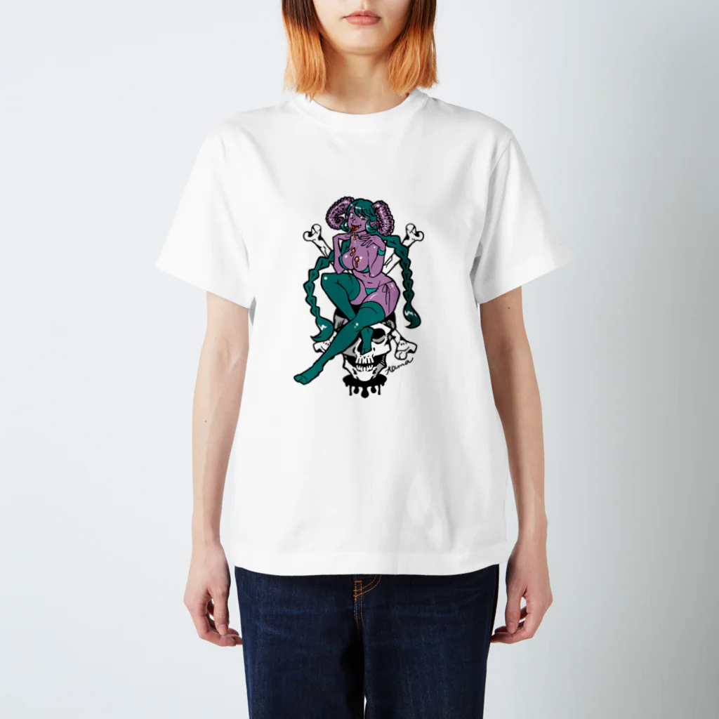 tama.llustrationのロックT ROCK'N PUNK - 悪魔ちゃん  SKULL スタンダードTシャツ