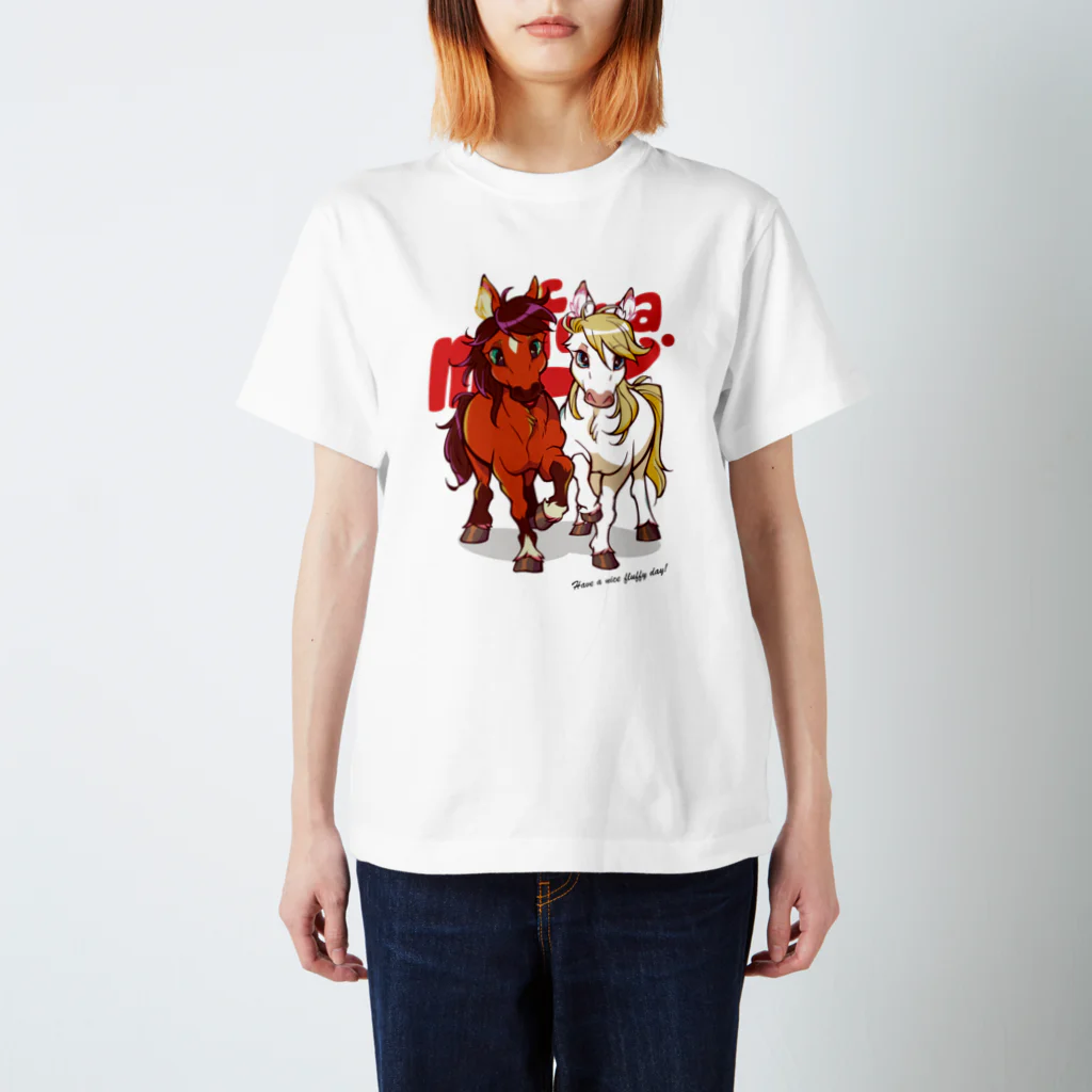 mofuwaのPONY FRIENDS(white) スタンダードTシャツ