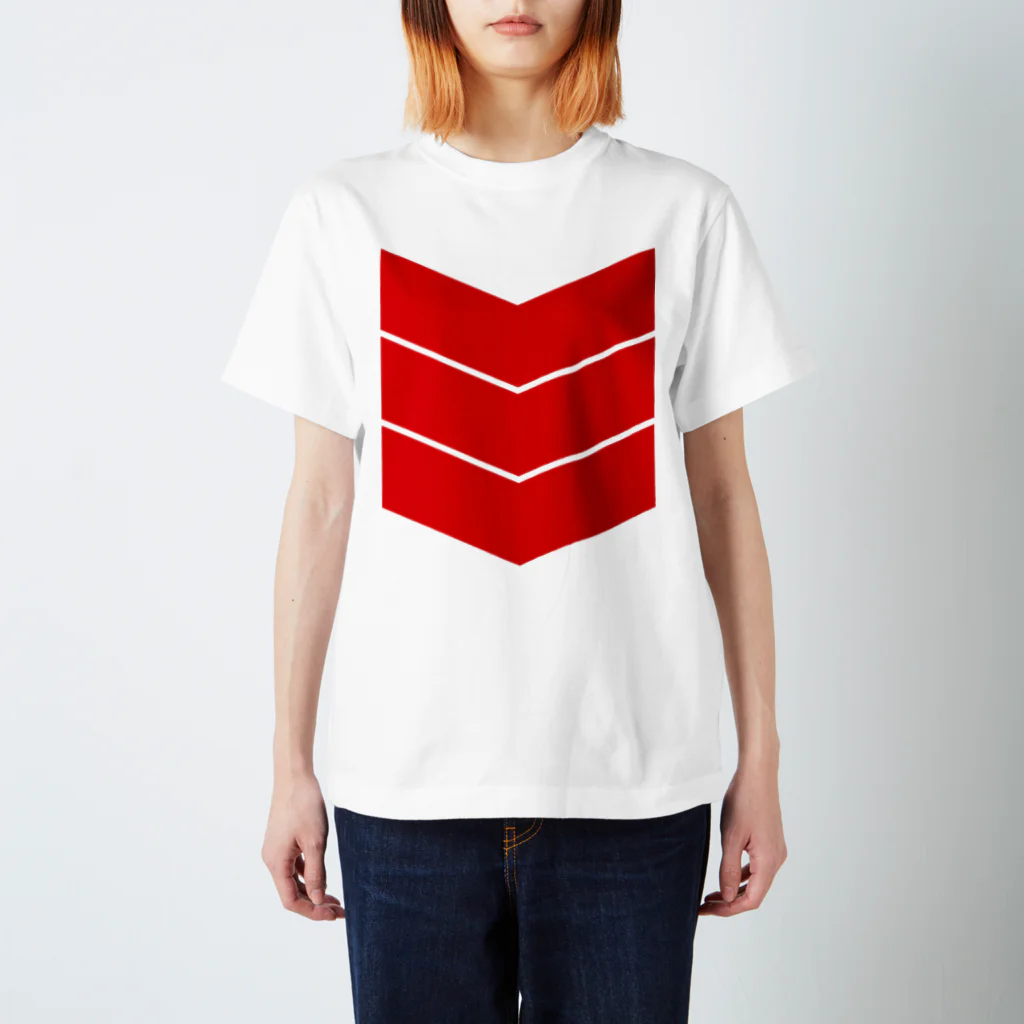 Plastic-Earthの3LINE"RED" スタンダードTシャツ