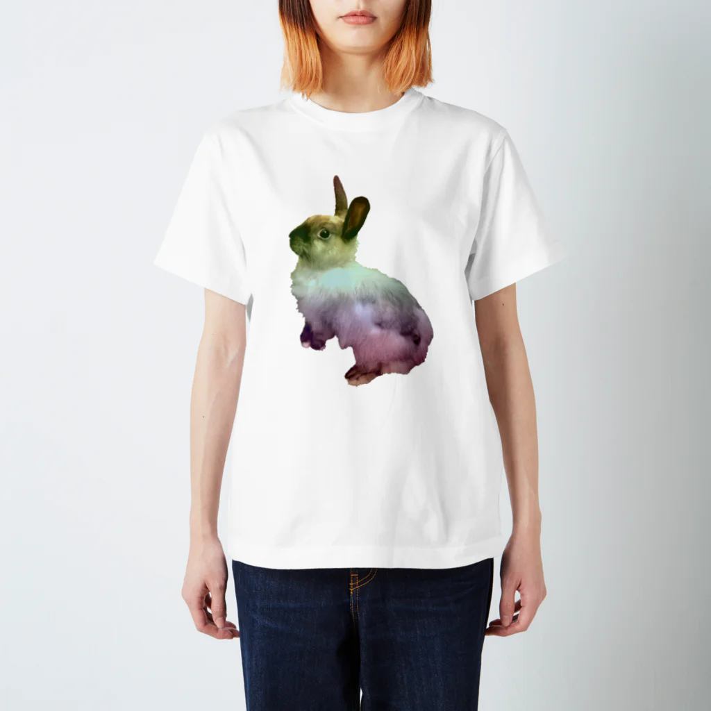 🐇のんくく🐇(❤️くろえ君❤️)の虹色　うさぎ スタンダードTシャツ