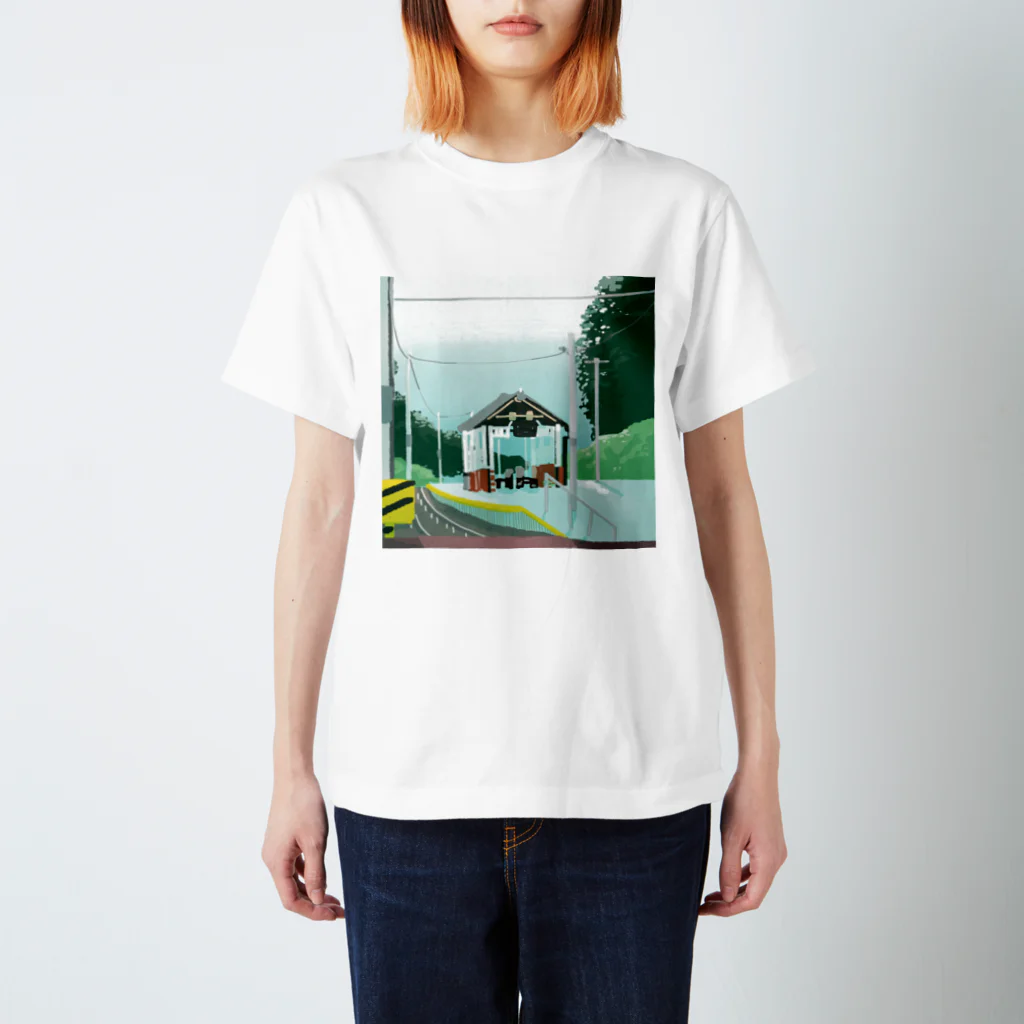 描人さん@風景屋の送料込「駅」 スタンダードTシャツ