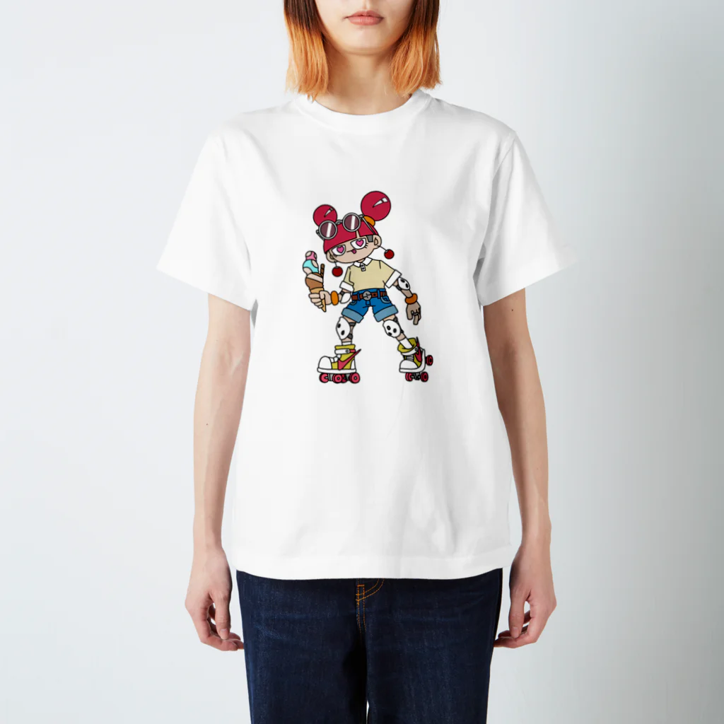 NerdCatHoodiesのNerdCatHoodies SK8 girl 6 Regular Fit T-Shirt