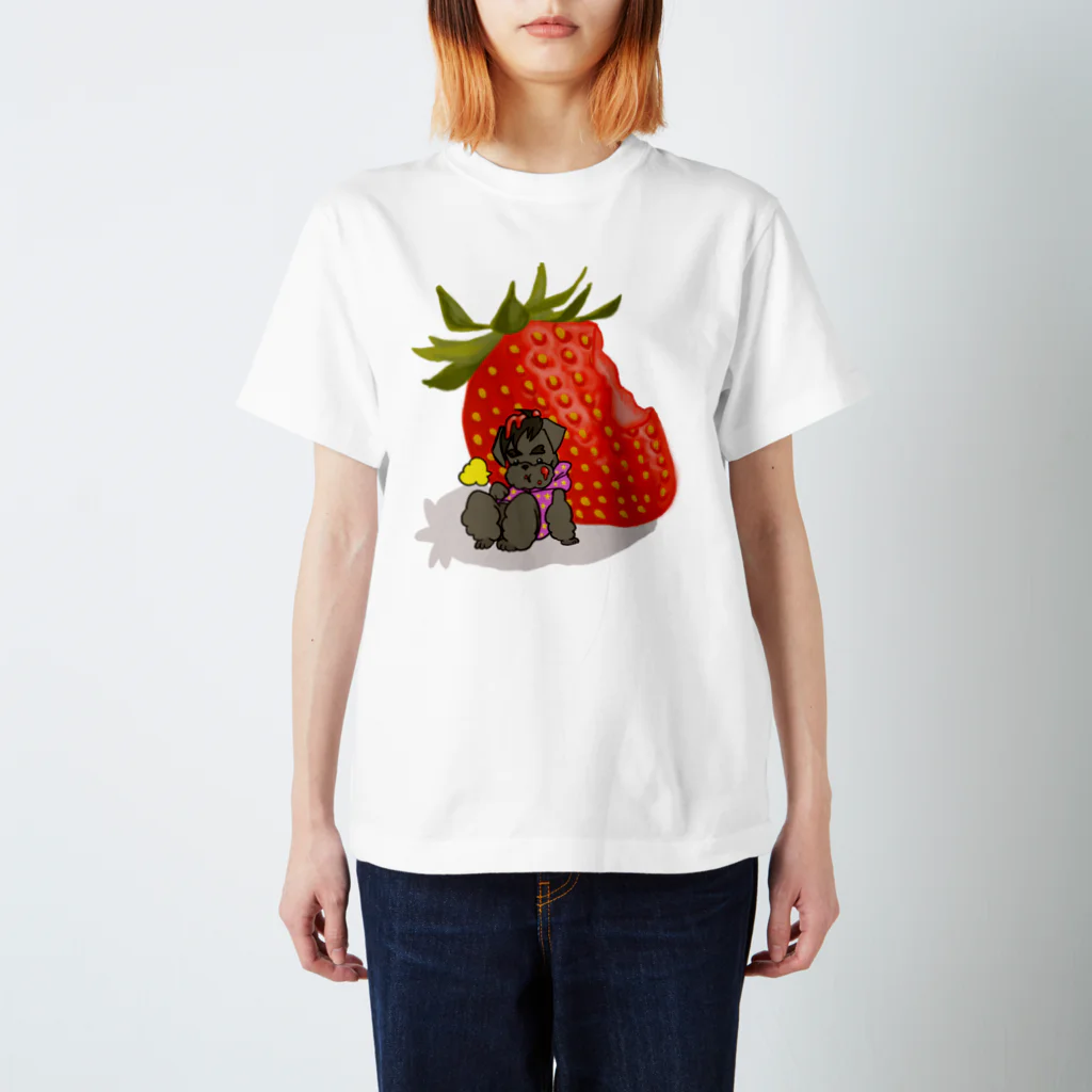 ゆんゆんこの苺と黒シュナ Regular Fit T-Shirt