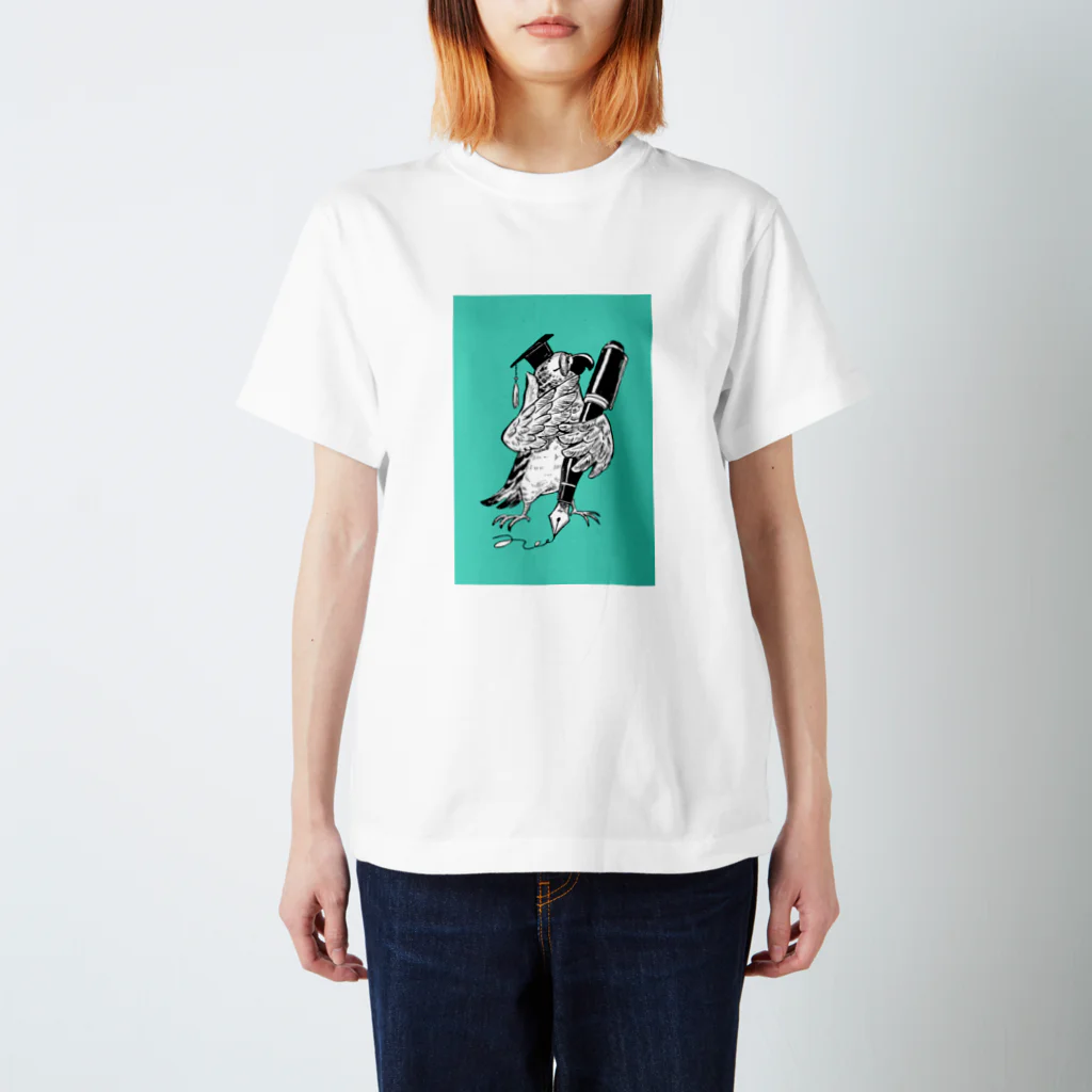 夜の春の砂浜のBird and pen スタンダードTシャツ