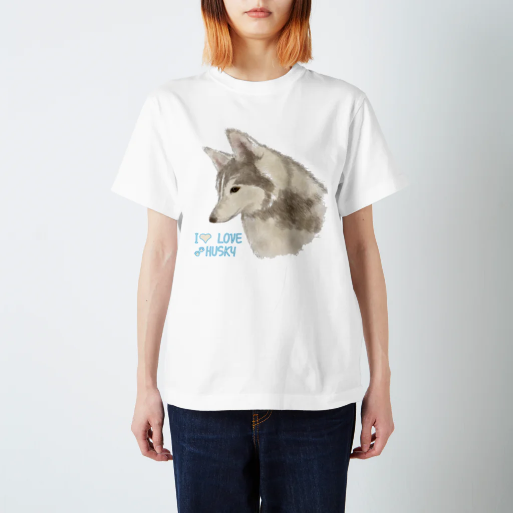 Crazy❤︎for Maincoon 猫🐈‍⬛Love メインクーンに夢中のI❤︎LOVE🐾HUSKY 背景色無　文字有 Regular Fit T-Shirt