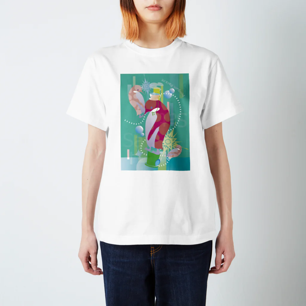 ペンギンパカリのペンギンTeaTime（グリーン） Regular Fit T-Shirt