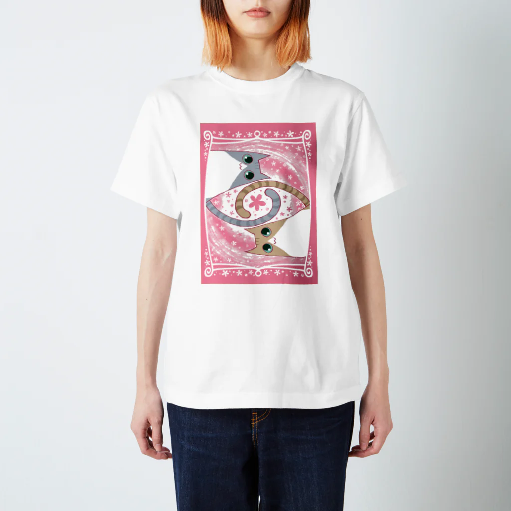 しののゆるい系の猫-もも色- スタンダードTシャツ