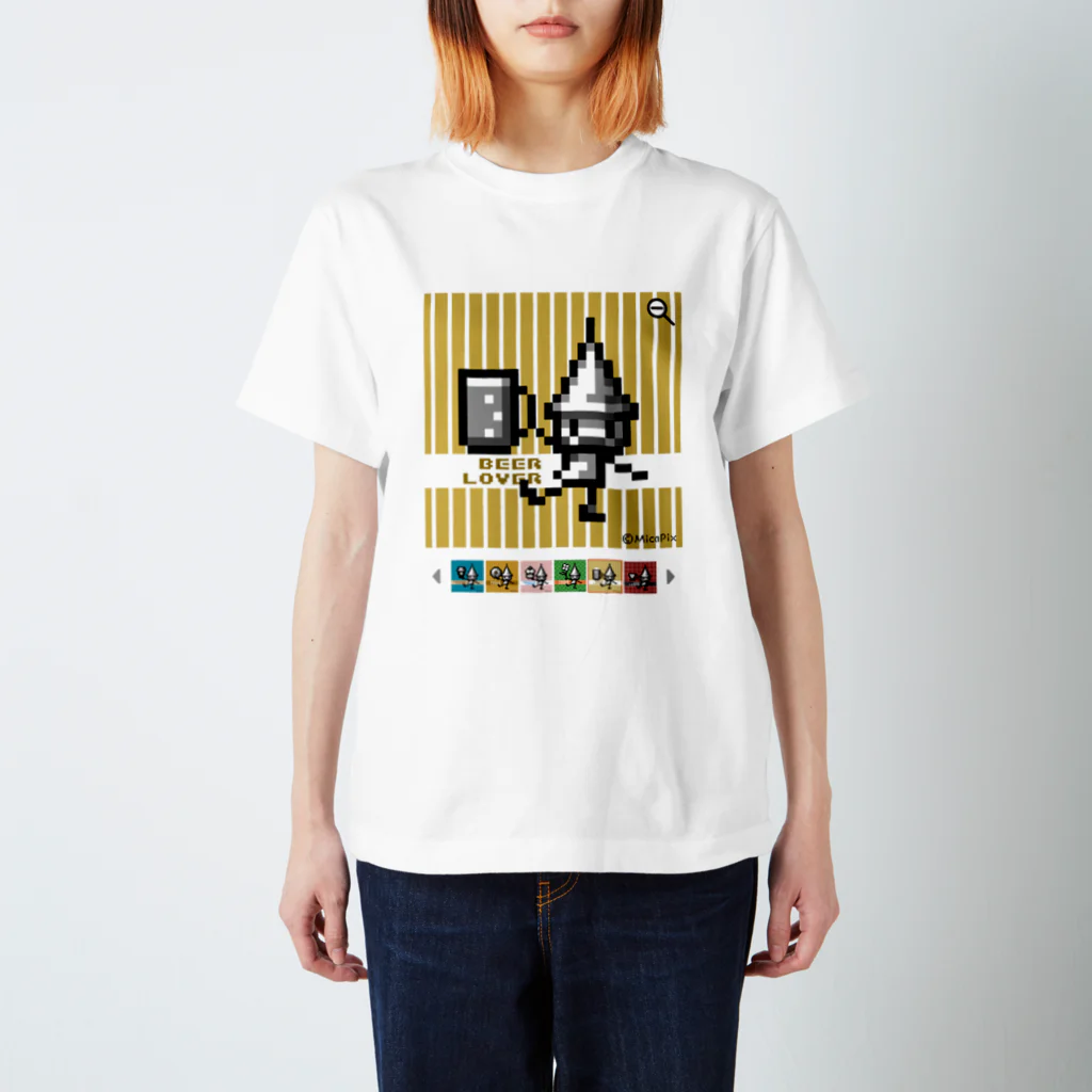 MicaPix/SUZURI店のBeerLoverドッツさん スタンダードTシャツ