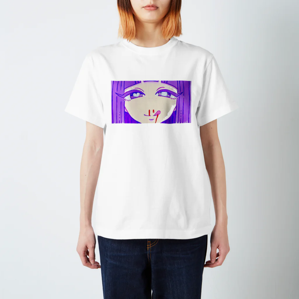 ぬとゐ＝kayoの鼻血女子(パープル) スタンダードTシャツ