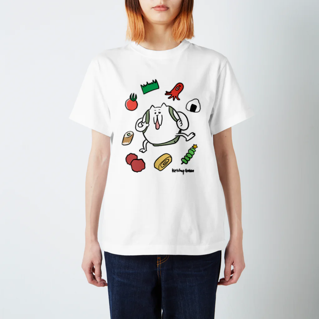 けちゃっぷごはんのお店のピクニック猫さん Regular Fit T-Shirt