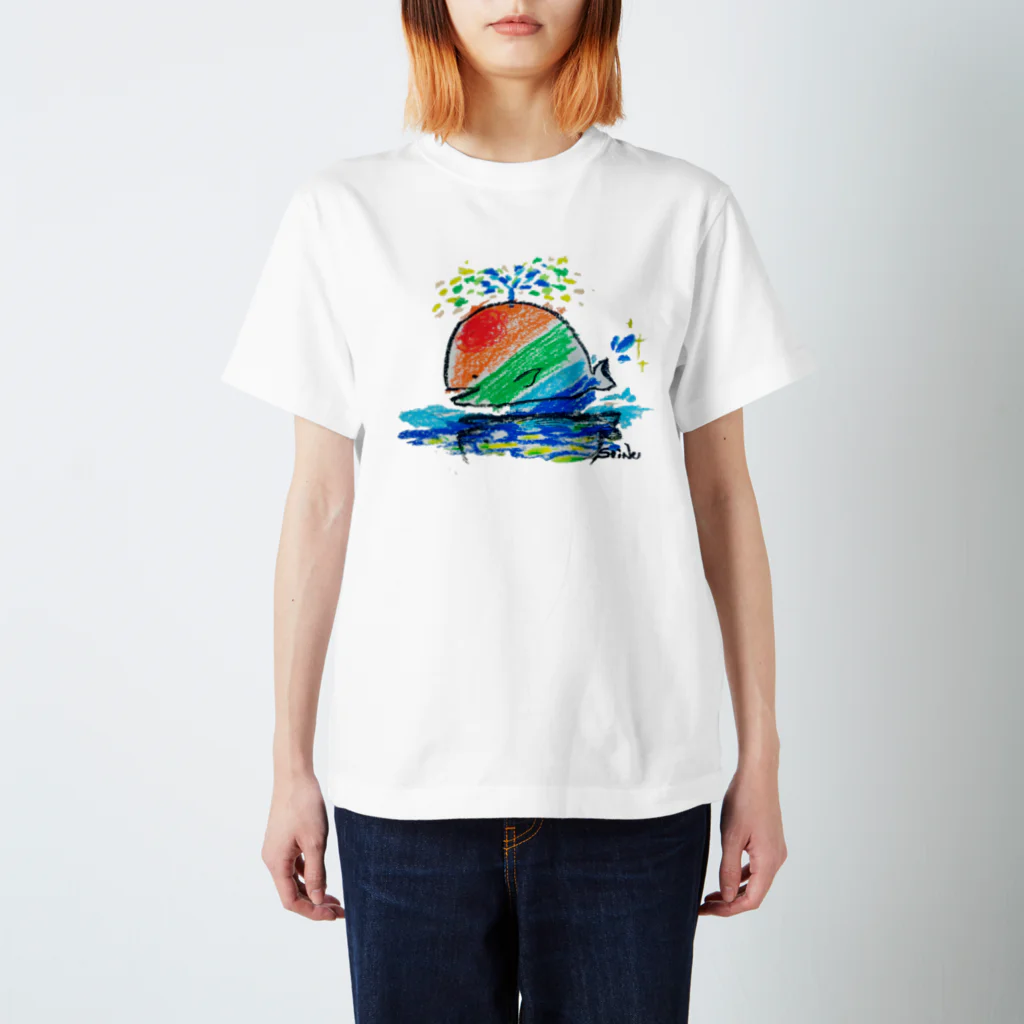 そいねアートの幸せなクジラ スタンダードTシャツ