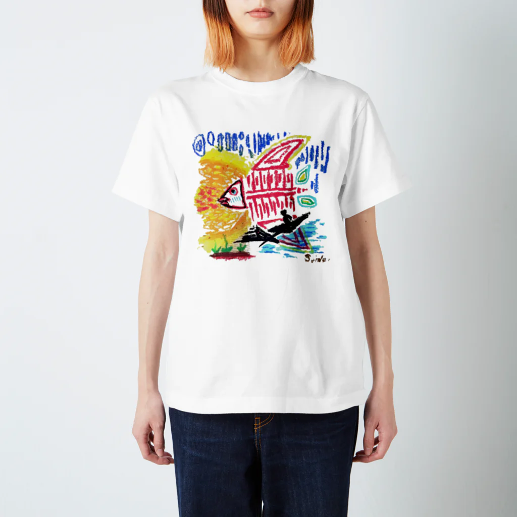 そいねアートの魚とコロナ Regular Fit T-Shirt