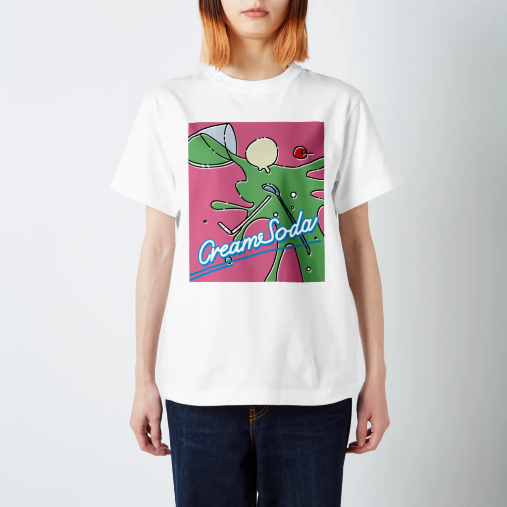 みけんこのぶちまけクリームソーダピンク スタンダードTシャツ