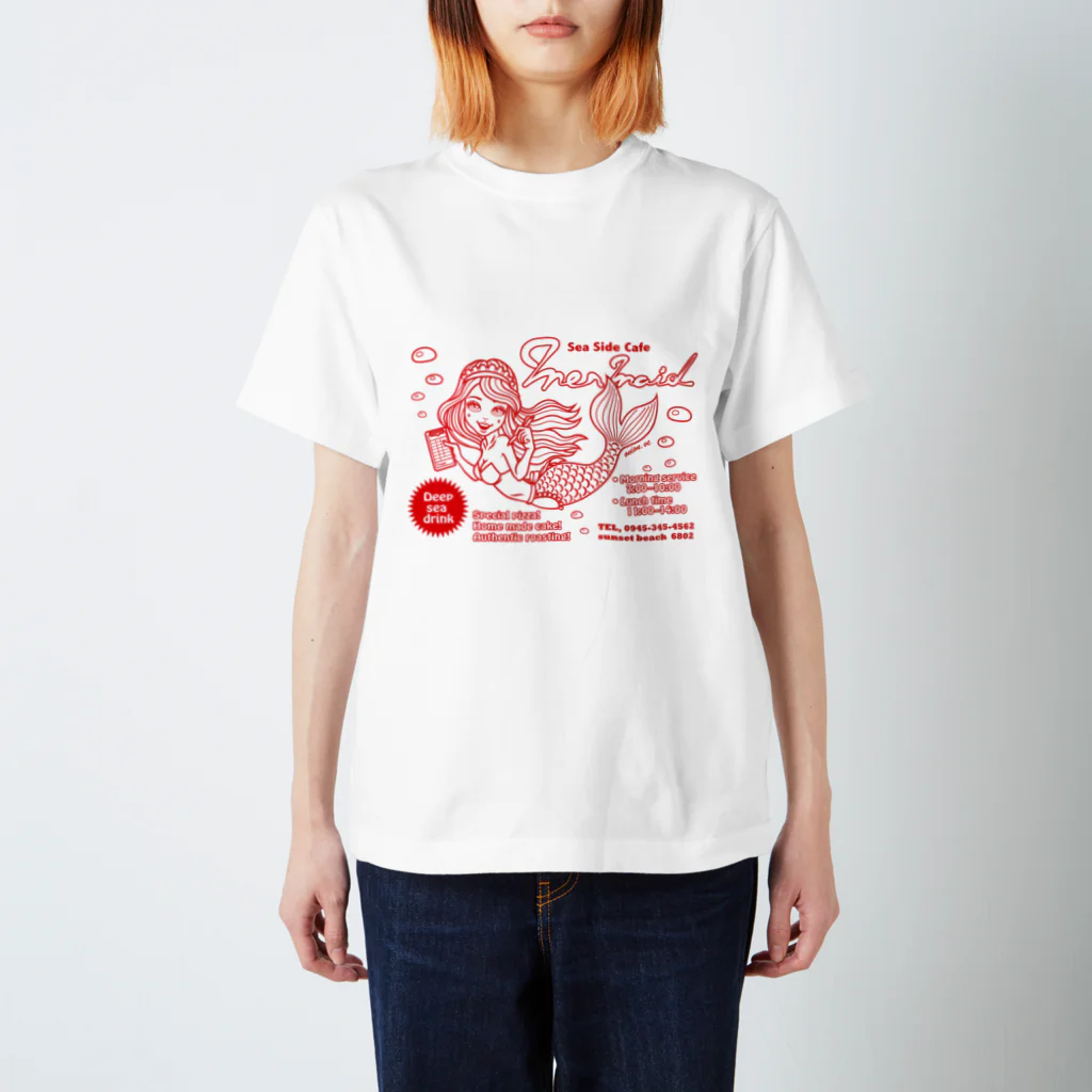 onion.vcのSea Side Cafe Mermaid  (red) スタンダードTシャツ