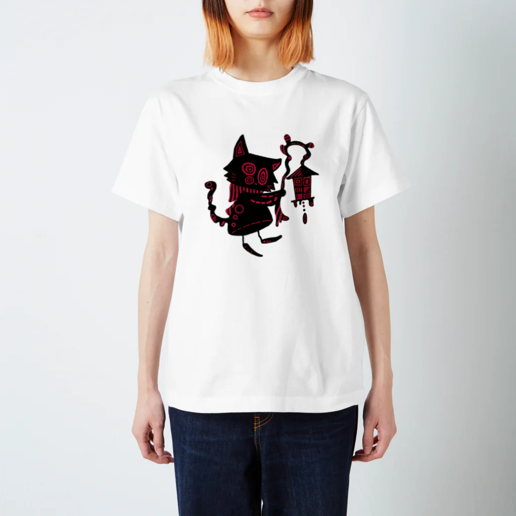 日向のレジャーシート。の赤信号(猫) Regular Fit T-Shirt