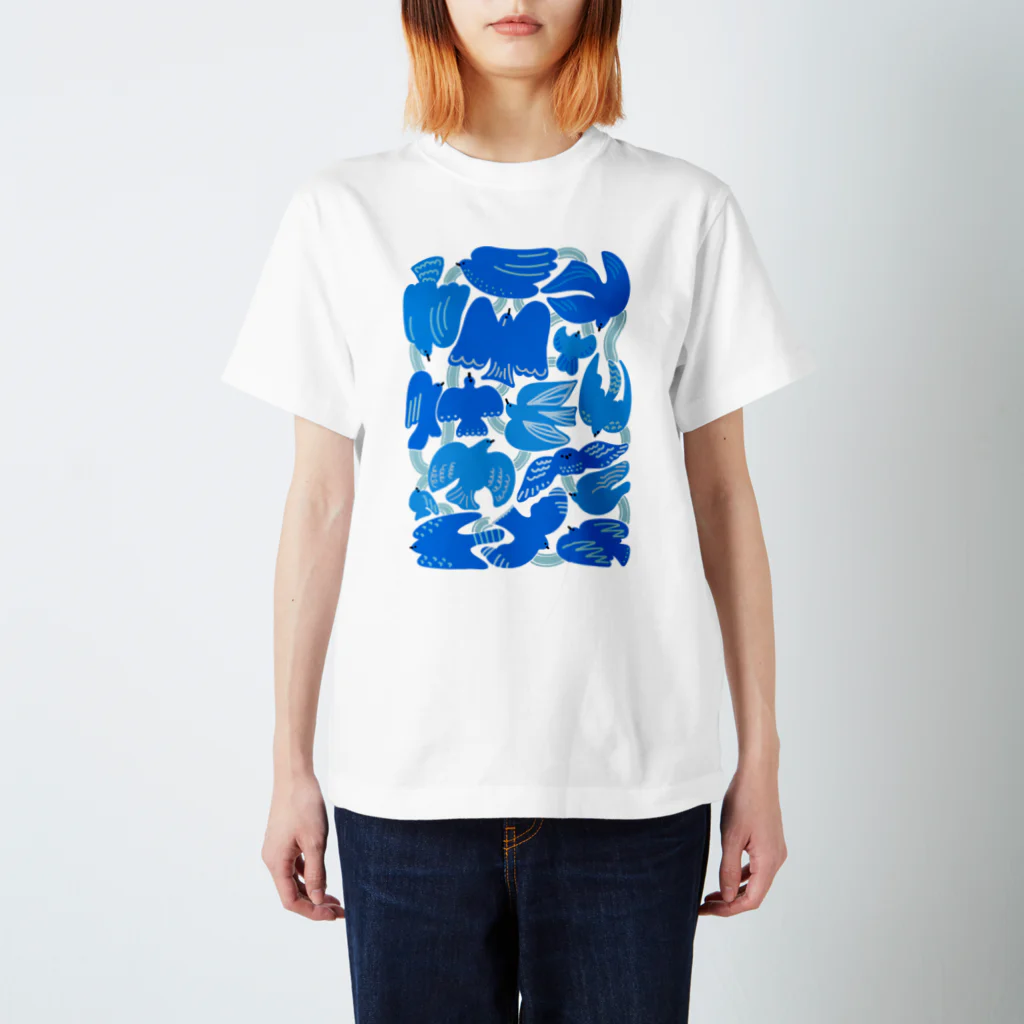 TORIIROTの青い鳥モチーフのデザイン 티셔츠