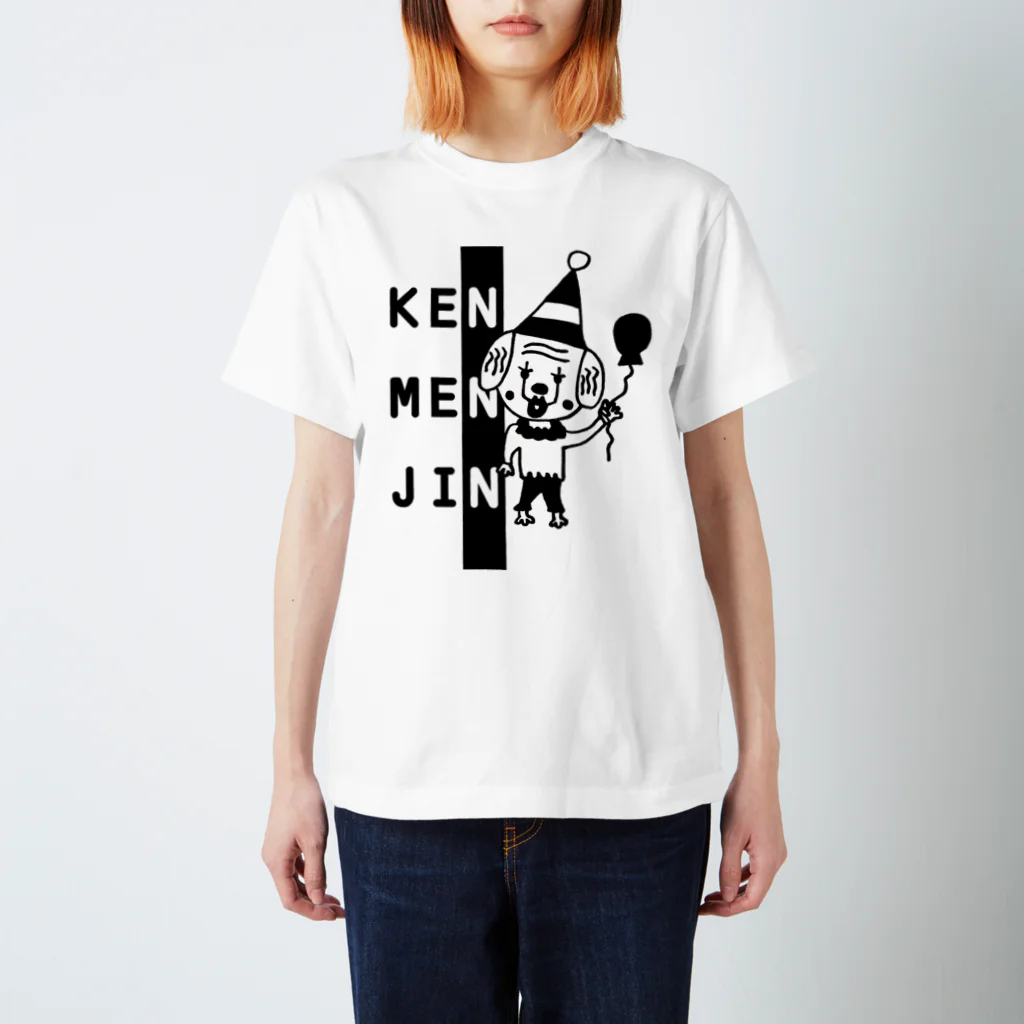 Aichasoのモノクロピエロ KENMENJIN スタンダードTシャツ