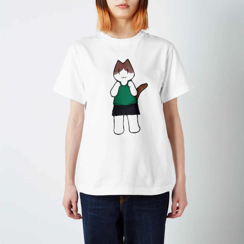 猫会議のフィットネスにゃんこ 構える スタンダードTシャツ