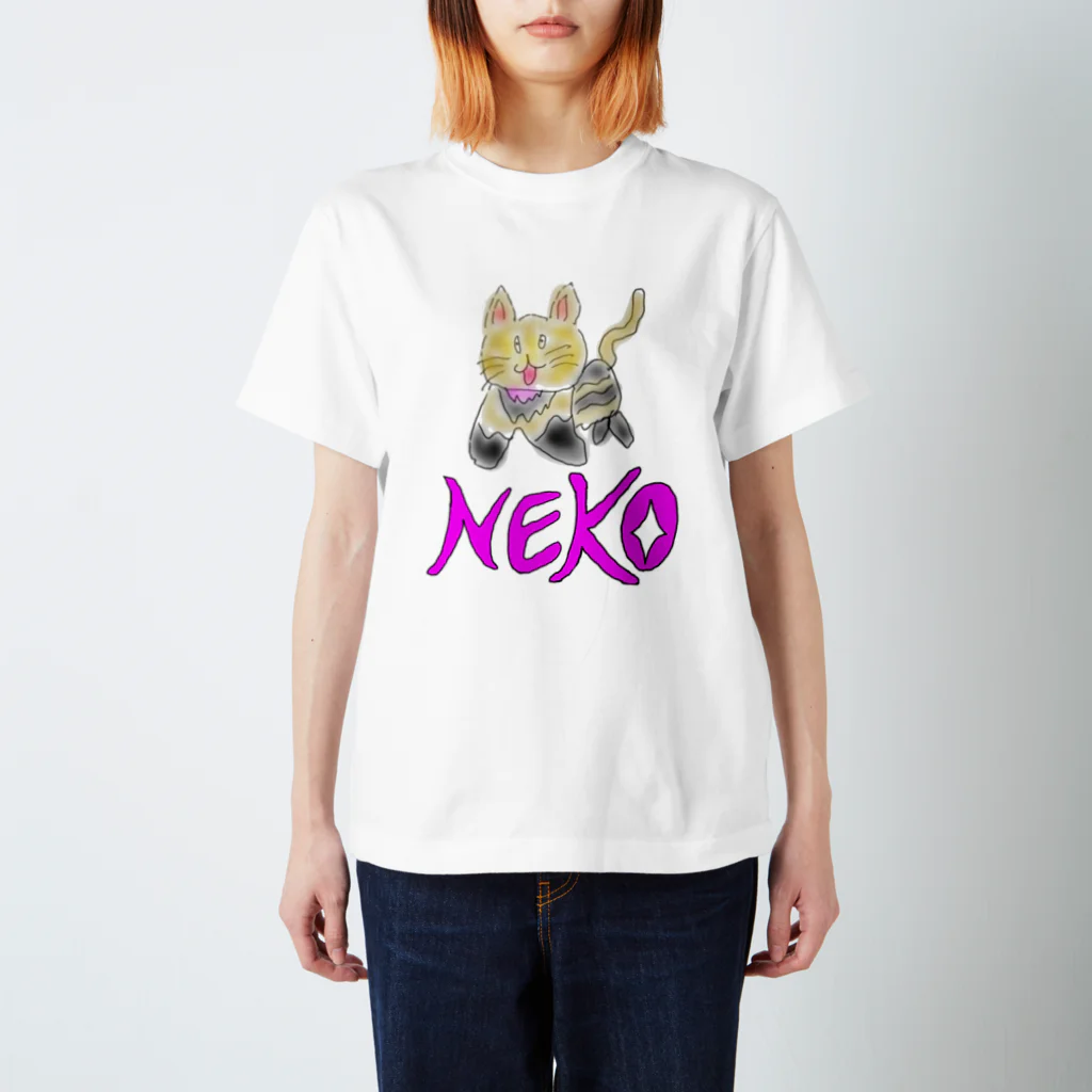 マクマク屋のお絵かきのネコのNEKO！（文字入り） Regular Fit T-Shirt