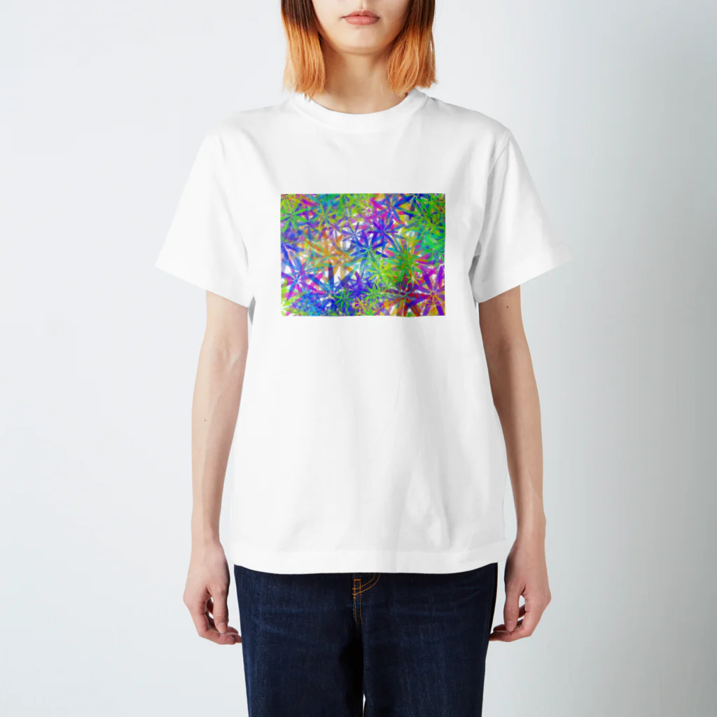 あおの花柄とイルカ スタンダードTシャツ