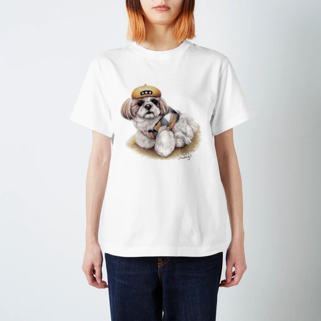 Momojiの犬画のシーズー91 スタンダードTシャツ