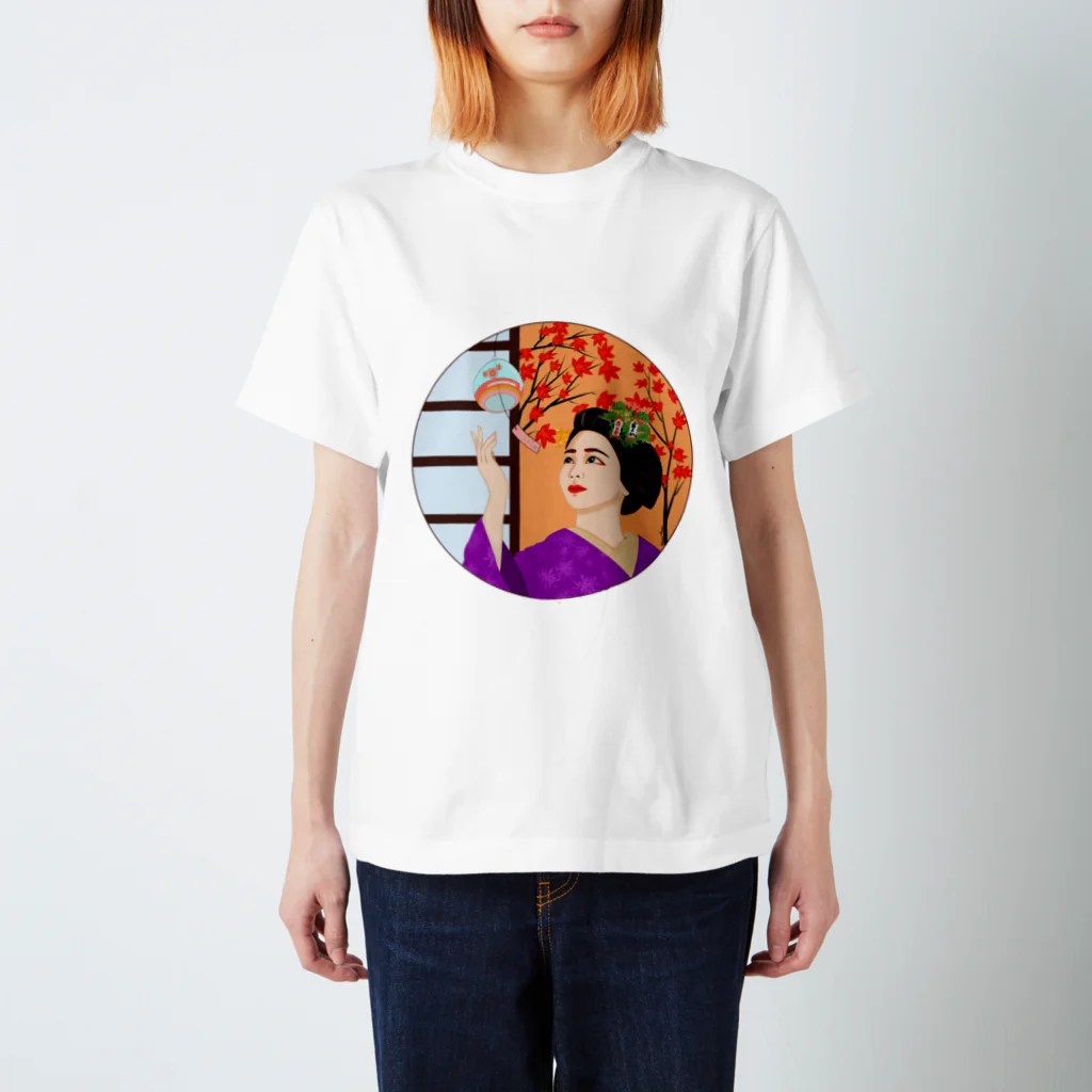 Happy Moon Artの芸妓さんと風鈴🎐👘 スタンダードTシャツ